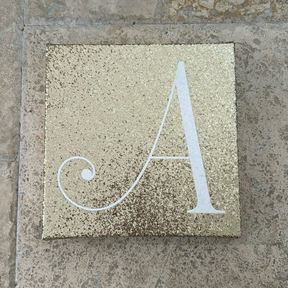 Glitter Letter “A”  Wall Canvas Art